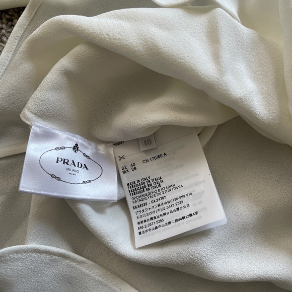 Prada Italy Romantic Ivory Bow Ribbon Neck Blouse Top 40 - Picture 4 of 4